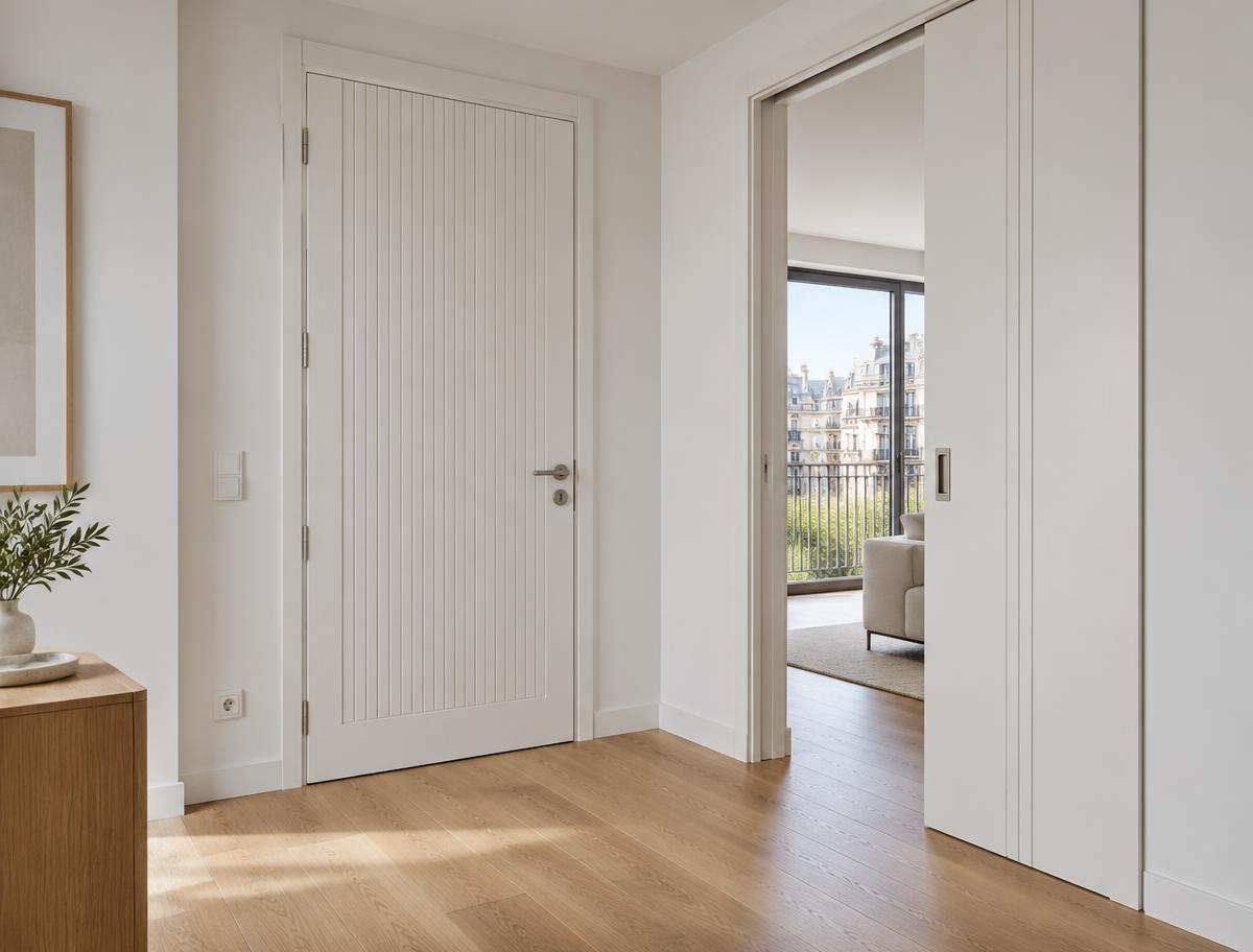 Fotografía orientativa de puertas interiores lacadas en blanco