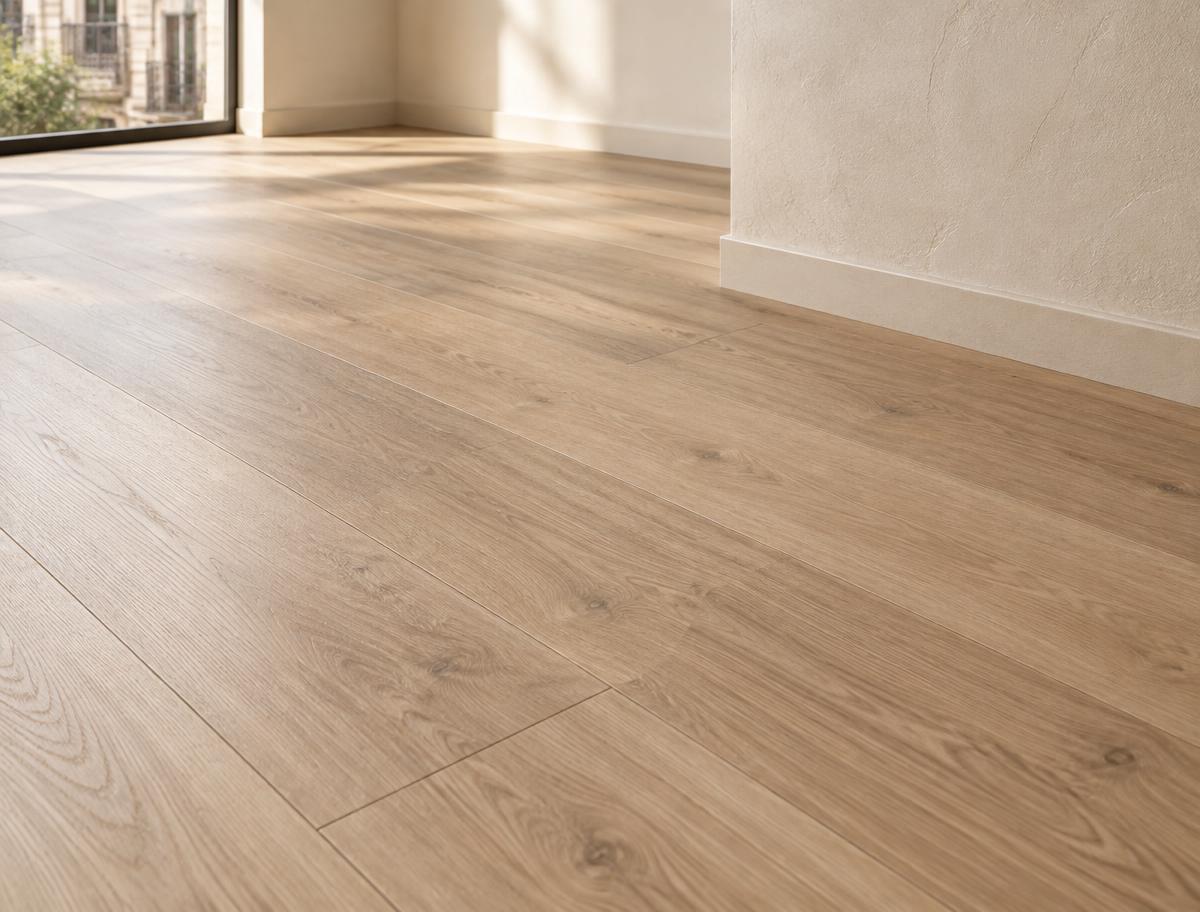 Fotografía orientativa de parquet laminado en tono natural